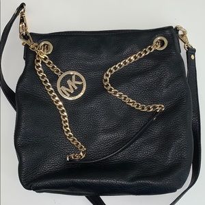 Black leather Michael Kors crossbody purse